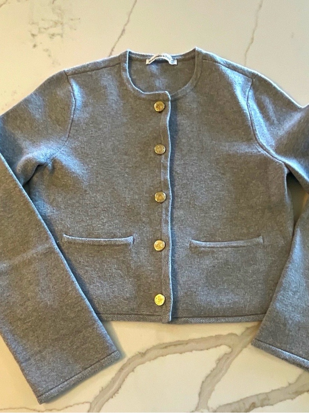 Abercrombie & Fitch Gray Gold Button-Front Knit Cardigan